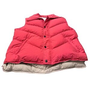 EXCALIBUR Red Quilted Down Vest Full Zip Collar Lined Warm back to future M 2b3